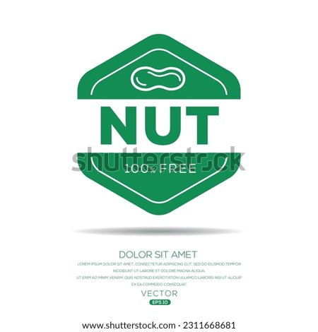 (Nut free) label sign, vector illustration.