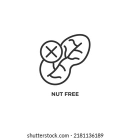 nut free line icon. linear style sign for mobile concept and web design. Outline vector icon. Symbol, logo illustration. Vector graphics