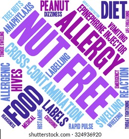 Nut Free word cloud on a white background. 