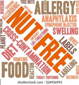 Nut Free word cloud on a white background. 