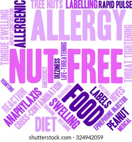 Nut Free word cloud on a white background. 