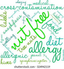 Nut Free word cloud on a white background. 