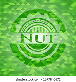 Emblema de mosaico verde nuez. Ilustración vectorial. Detallado.