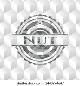 Nut grey badge with geometric cube white background