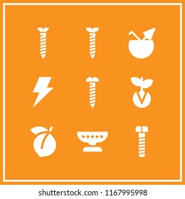 nut icon. 9 nut vector set. screw, apricot, bolt and germination icons for web and design about nut theme