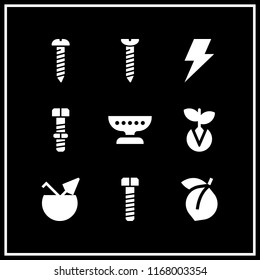 nut icon. 9 nut vector set. germination, bolt, platter and screw icons for web and design about nut theme
