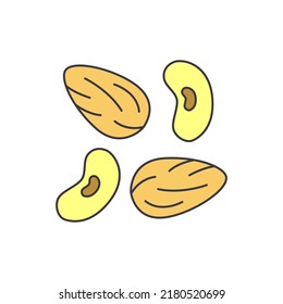 Nut icon in color, isolated on white background 