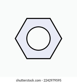 Nut Icon. Machinery or Construction Element Symbol.