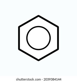 Nut Icon. Sparepart, Hexagon Symbol  - Vector.