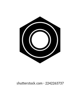 The nut icon. A symbol of fasteners, construction, repair shop or design bureau. A part used in industry, electronics or furniture. 
