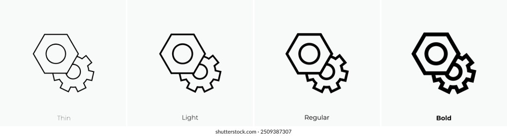 nut icon. Thin, Light Regular And Bold style design isolated on white background