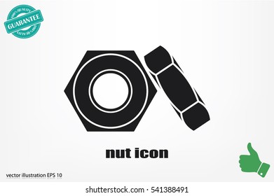nut icon vector EPS 10, abstract sign screw-nut flat design,  illustration modern isolated badge for website or app - stock info graphics.