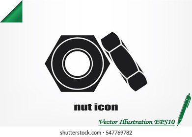 nut icon vector EPS 10, abstract sign screw-nut flat design,  illustration modern isolated badge for website or app - stock info graphics.
