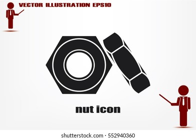 nut icon vector EPS 10, abstract sign screw-nut flat design,  illustration modern isolated badge for website or app - stock info graphics