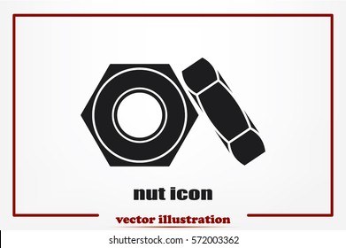 nut icon vector EPS 10, abstract sign screw-nut flat design,  illustration modern isolated badge for website or app .
