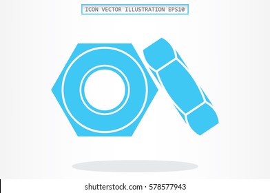 nut icon vector EPS 10, abstract sign screw-nut flat design,  illustration modern isolated badge for website or app - stock info graphics.