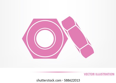 nut icon vector EPS 10, abstract sign screw-nut flat design,  illustration modern isolated badge for website or app - stock info graphics