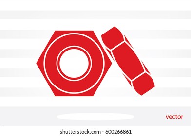 nut icon vector EPS 10, abstract sign screw-nut flat design,  illustration modern isolated badge for website or app - stock info graphics