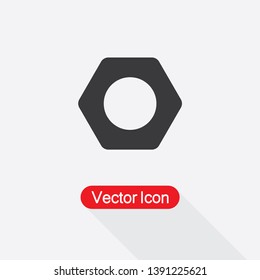 Nut Icon Vector Illustration In Flat Style Eps10