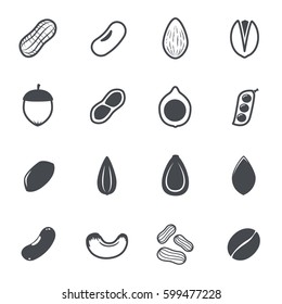 Nut icons. Vector illustration.