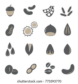 Nut icons Vector illustration Set