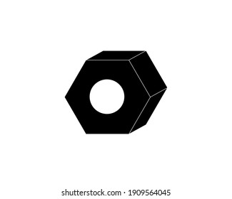 Nut Isometric Minimal Flat Line Outline Stroke Icon Pictogram Symbol isolated on white background