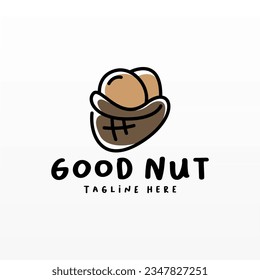 Plantilla de concepto de diseño de logotipo de tuercas. Diseño del logotipo de la comida.  Plantilla de logotipo de tuercas