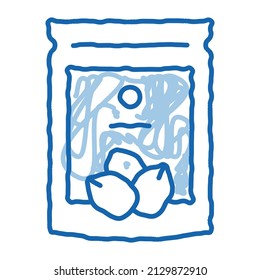 nut package sketch icon vector. Hand drawn blue doodle line art nut package sign. isolated symbol illustration