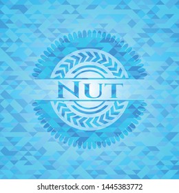 Nut realistic sky blue mosaic emblem