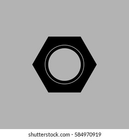 Nut. Screw. Bolt. Threat. Pin. Isolated on gray background
