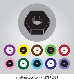 Nut screw. Vector icon