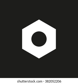 Nut screw. Vector icon white
