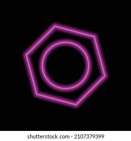 Nut einfache Symbol Vektorgrafik. Flaches Design. violetter Neon auf schwarzem Hintergrund.ai