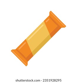 Nut snack bar icon flat vector. Sweet pack. Energy protein isolated