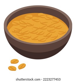 Nut soup icon isometric vector. Vegetarian food. Diet vegan