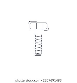 icono de la línea de la herramienta de tuerca. Icono de línea delgada del tornillo y la tuerca.