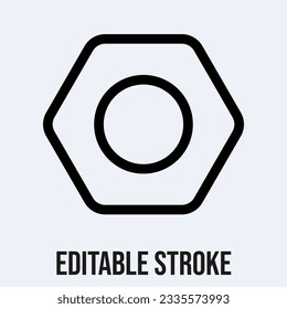 Nut Vector Icon, Spare Part Hexagon Symbol Vector.