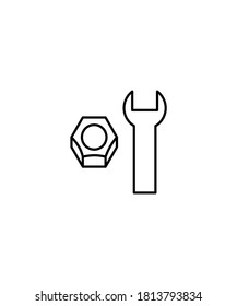nut with wrench icon,vector best line icon.