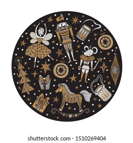 Nutcracker. Black magic vector illustration.