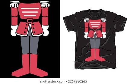Nutcracker Body T Shirt, Funny Xmas Party Figurine Doll Tee for Guy