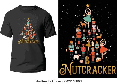 Nutcracker chirstmas t shirt design.