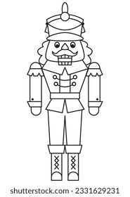 Nutcracker Christmas coloring page vector illustration.