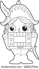 Nutcracker. Christmas decorations. Coloring pages.