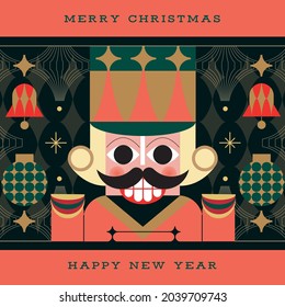 Nutcracker Christmas greetings design template illustration, vector