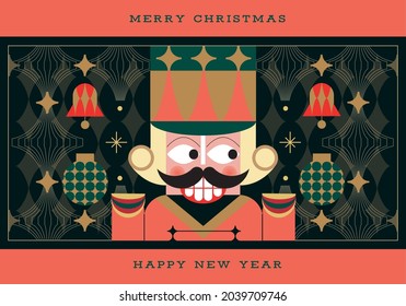 Nutcracker Christmas greetings design template illustration, vector