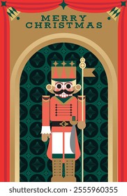  Nutcracker Christmas greetings design template illustration, vector