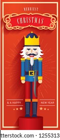 nutcracker christmas greetings template vector/illustration 