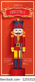 nutcracker christmas greetings template vector/illustration 