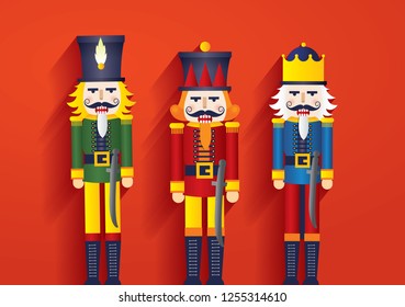 nutcracker christmas greetings template vector/illustration 