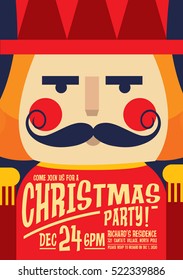 Nutcracker Christmas Party Invitation Card Template Vector/illustration